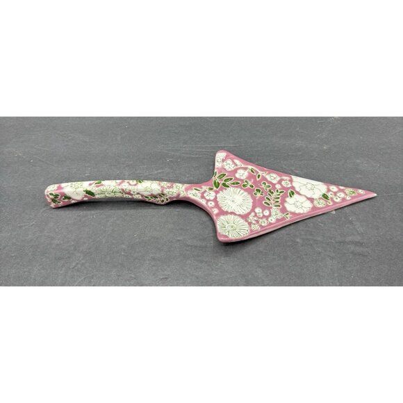Anthropologie Dorotea Cake Pie Server 11.25” Serving Utensil Ceramic Flowers - Picture 1 of 8